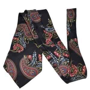 Bill Blass Mens Necktie Floral Paisley Classic Multicolor Black